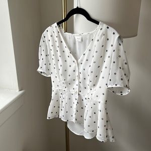 Aritzia Wilfred polka dot blouse